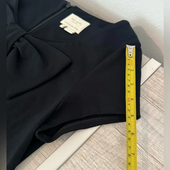 KATE SPADE Black Dress Bow Neck Cap Sleeves Knee Length Size 12 *No Belt - Picture 6 of 8